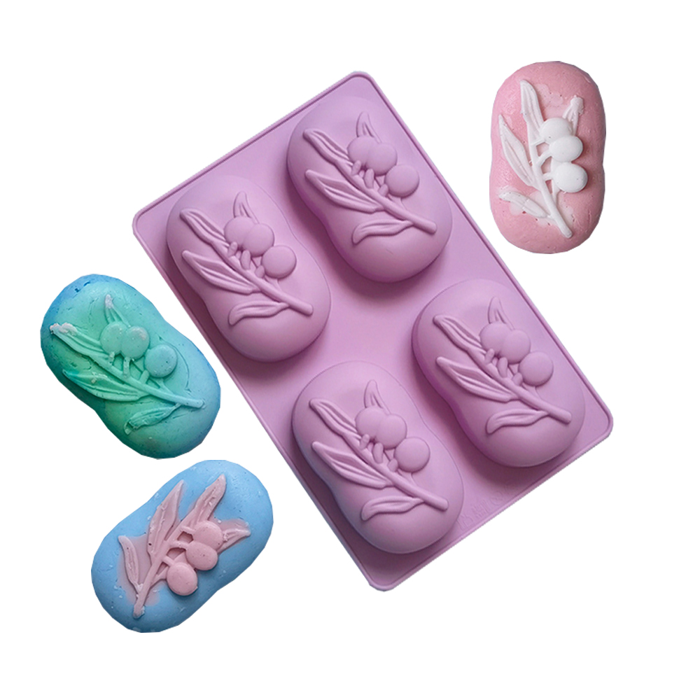 Soap Making Essentials - 4 Cavities Oval Olive Tree Silicone