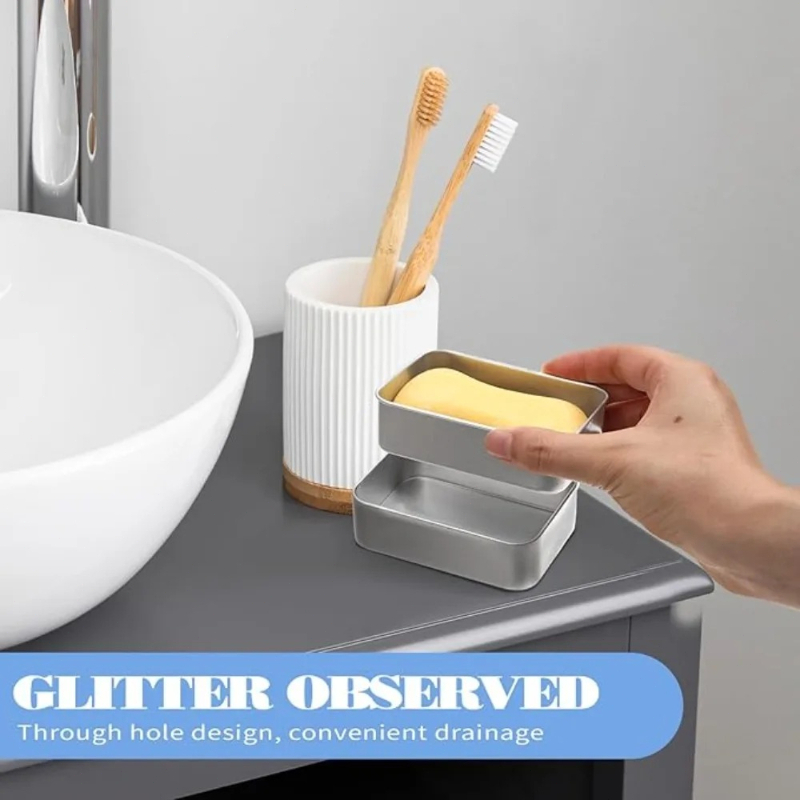 Soap Dish Draining - 1PC Portable Double-layer Aluminum Soap Dish