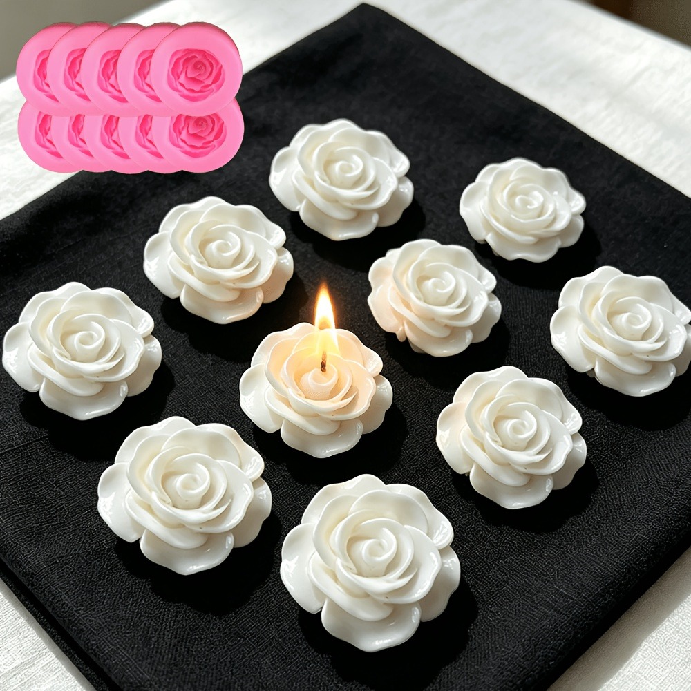 Soap Making In Home - 10Pcs Rose Candle Silicone Mold 3D