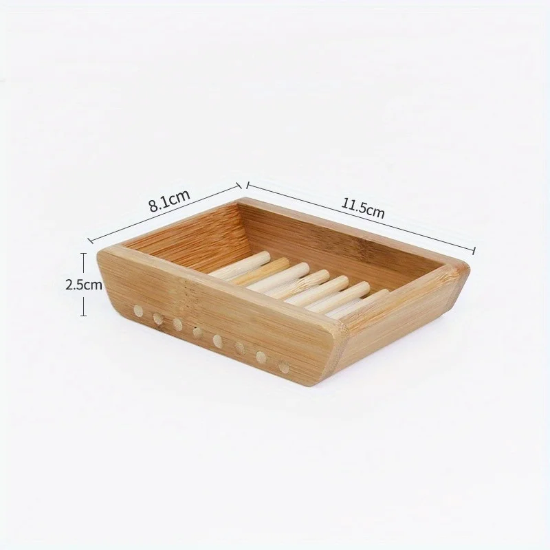 1Pc Bamboo Soap Box Oval Soap  - огляд і ціна Soap Dish Draining