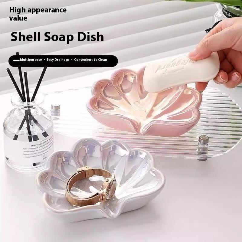 1/2Pcs Shell Shape Drain Soap  - огляд і ціна Soap Dish Draining