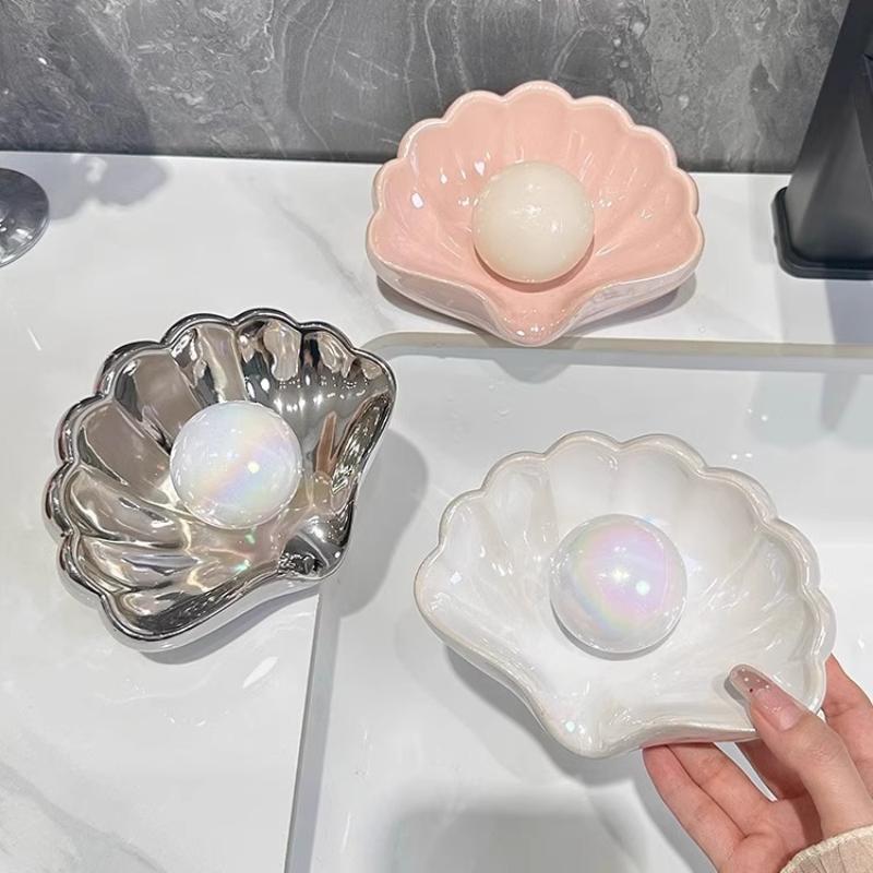 1/2Pcs Shell Shape Drain Soap  - огляд і ціна Soap Dish Draining